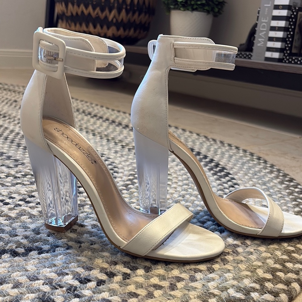 Shoedazzle Gemma White Heeled Sandals